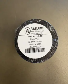 able-label-2-inch-black-wax-coated-side-out-zebra-compatible-ribbon