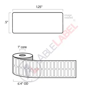 able-label-1-and-a-quarter-by-half-2-up-white-label-wound-on-4-inch-outside-diameter-by-1-inch-core