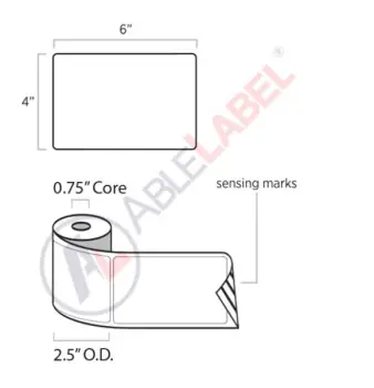 able-label-4-by-6-white-label-with-sensing-mark-wound-on-2-point-6-inch-outside-diameter-by-3-quarter-inch-core
