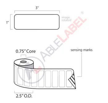 able-label-3-by-1-white-label-with-sensing-mark-wound-on-2-point-6-inch-outside-diameter-by-3-quarter-inch-core