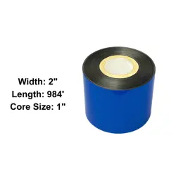 2” x 984' Black Wax Ribbon for Zebra Printer