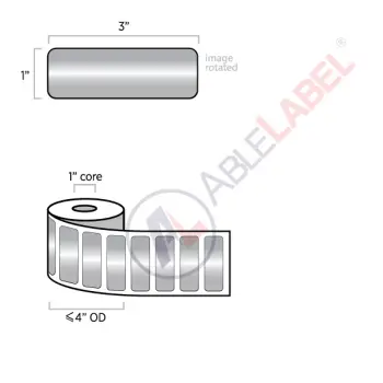 able-label-3-by-1-platinum-silver-polyester-label-with-heavy-coat-weight-adhesive-on-1-inch-core