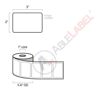 able-label-3-by-2-white-polyester-label-with-heavy-coat-weight-adhesive-wound-on-1-inch-core
