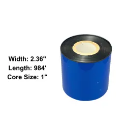 2.36” x 984' Black Wax/Resin Ribbon for Zebra Printer