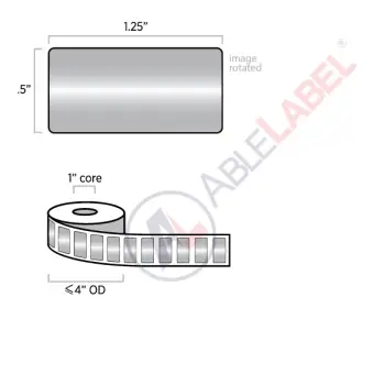 able-label-1-and-a-quarter-by-half-platinum-silver-polyester-label-with-heavy-coat-weight-adhesive-on-1-inch-core