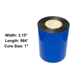 3.15” x 984' Black Wax Ribbon for Zebra Printer