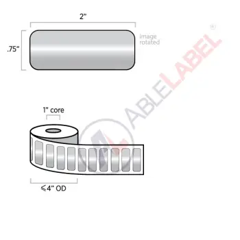 able-label-2-by-3-quarter-platinum-silver-polyester-label-with-heavy-coat-weight-adhesive-on-1-inch-core