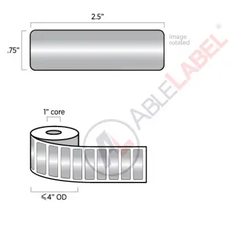 able-label-2-and-a-half-by-3-quarter-platinum-silver-polyester-label-with-heavy-coat-weight-adhesive-on-1-inch-core