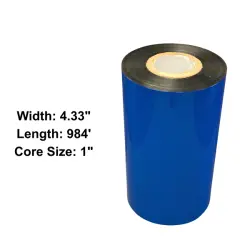 4.33” x 984' Black Wax Ribbon for Zebra Printer
