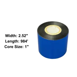 2.52” x 984' Black Wax Ribbon for Zebra Printer