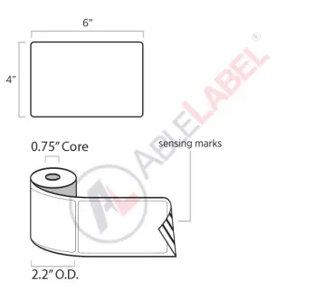 able-label-4-by-6-white-label-with-sensing-mark-wound-on-2-inch-outside-diameter-by-3-quarter-inch-core